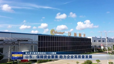 深入学习宣传贯彻党的二十大精神丨山东：保障资金要素 助力企业高质量发展