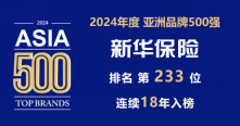 排名上升！新华保险连续18年入选“亚洲品牌500强”