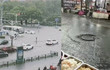 安徽突降暴雨致多地城区内涝：街上行车“漂”移 井盖水中“跳”