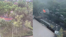 实拍北京暴雨侵袭：大水从天灌下 国旗迎狂风飘扬 或出现极端降雨